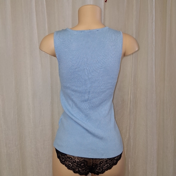 Boston Proper Light Blue Ribbed Tank Top Women Size M - Picture 7 of 12